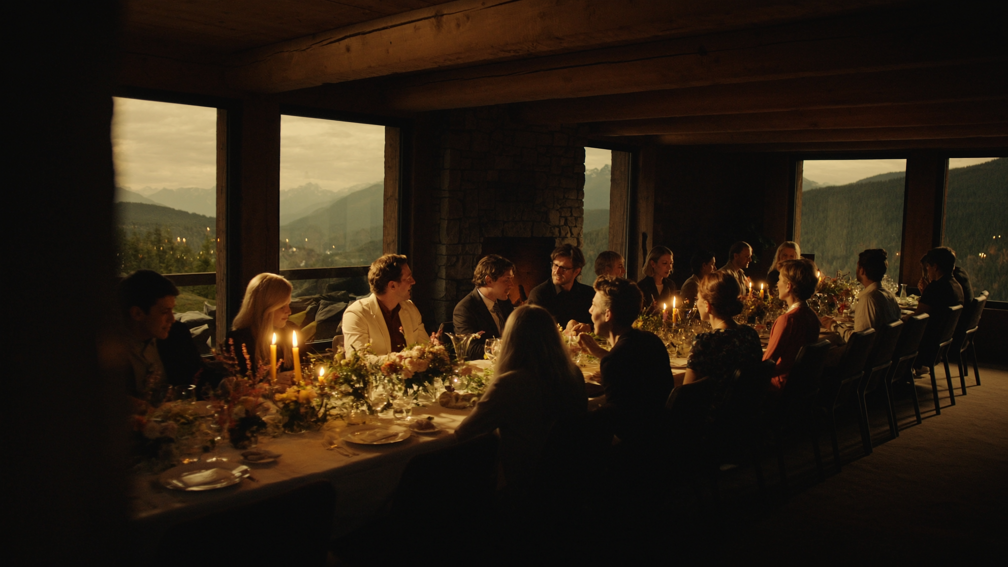 Candlelit alpine dinner at Alder Peak Lodge
